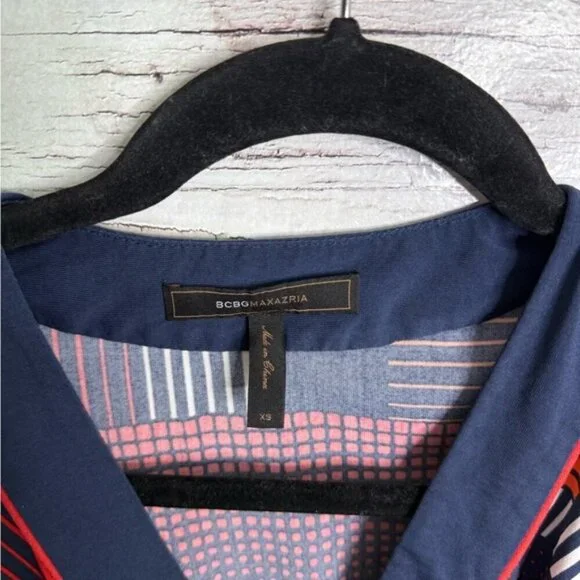 BCBGMaxAzria Blue and Red Pleated Mini Dress size xs - Picture 5 of 6